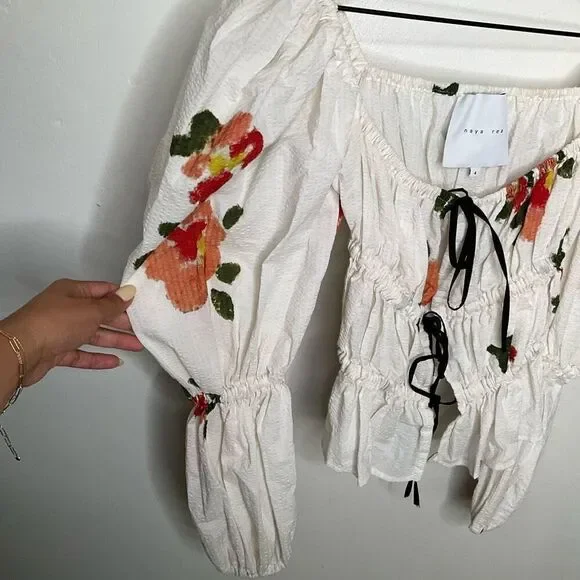 Naya Rae Front Tie Floral Blouse - Picture 4 of 6